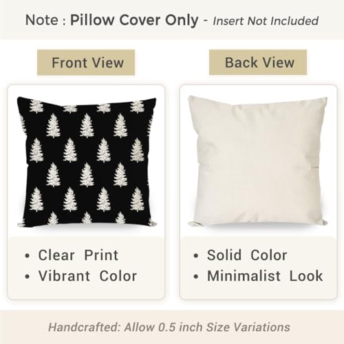 PANDICORN 18x18 Christmas Pillow Covers Set of 2 – Black Farmhouse Holiday Decor