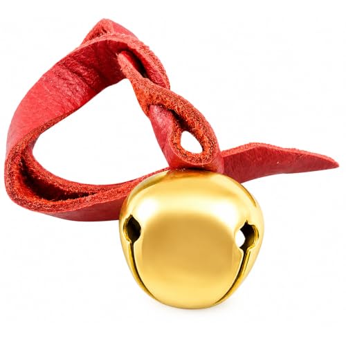 Believe Brass Sleigh Bell Ornament with Red Leather Cord