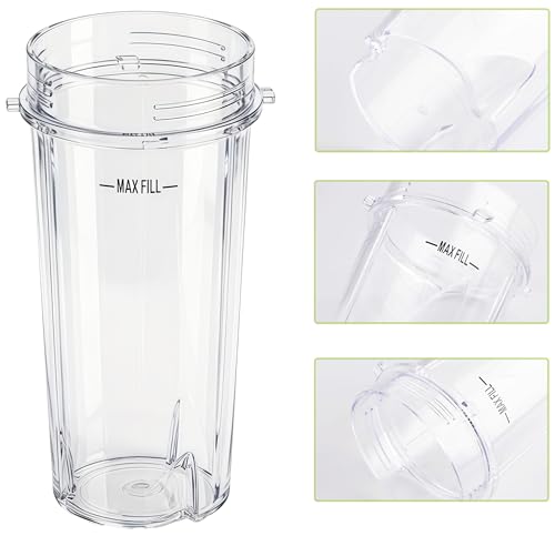 16oz 4-Tab Replacement Blender Cup with Lids, 2-Pack