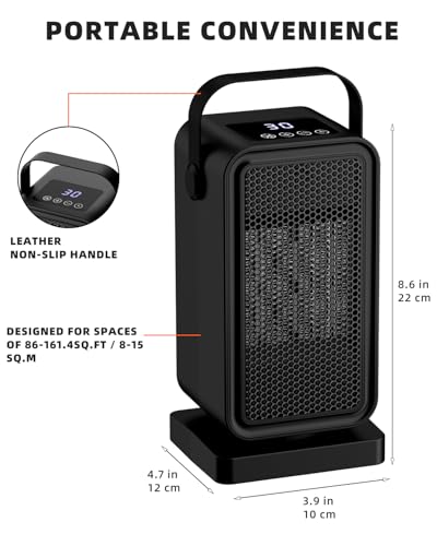 Portable Electric Space Heater with Timer and Overheat Protection