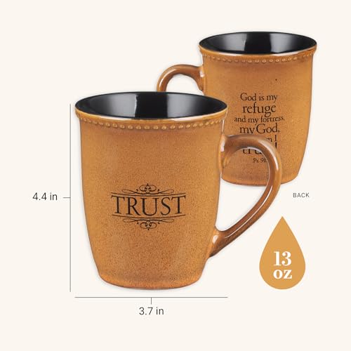 Christian Art Gifts Saddle Tan 13 oz Stoneware Coffee Mug - Trust Scripture