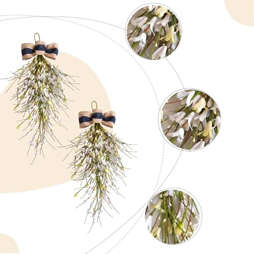 2-Piece Artificial Forsythia Teardrop Swag, 21-Inch Spring Floral Door Decor