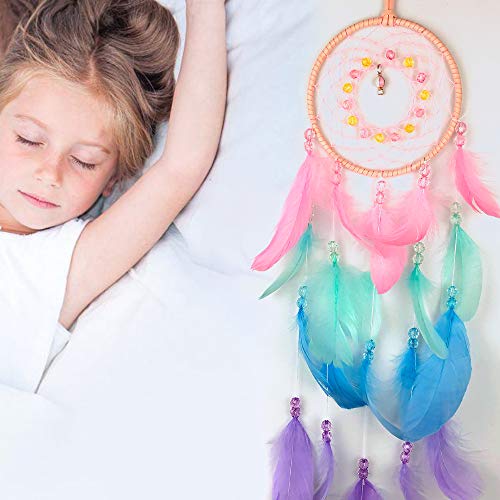 Colorful Handmade Moon Dream Catcher Feather Wall Hanging Decor