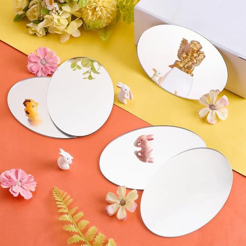 12PCS Oval Acrylic Mirror Sheets, 4x6 Inch Self-Adhesive Shatterproof Mirrors