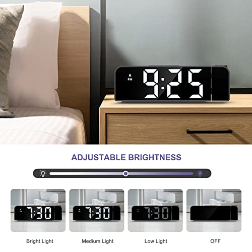 Projection Alarm Clock with 7.9-Inch LED Display and Adjustable Brightness