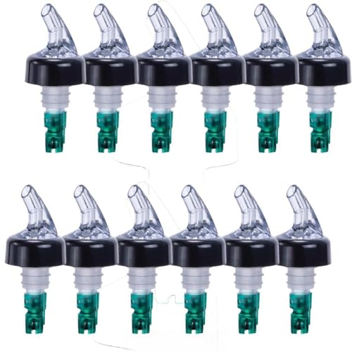 Tiger Chef 3/4 Oz Green Liquor Bottle Pourer 12 Pack Measured Spouts with Collar