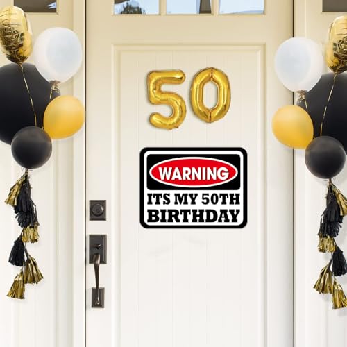 50th Birthday Party Decoration Signs - 9-Piece Funny Caution Wall Sign Set