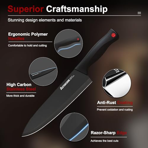 15-Piece German Stainless Steel Kitchen Knife Set with Block & Sharpener