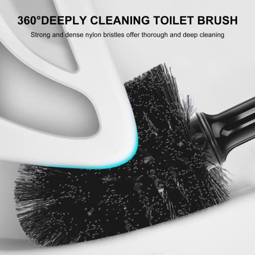 Heavy Duty Toilet Brush and Plunger Set with Holder, Black Bathroom Combo