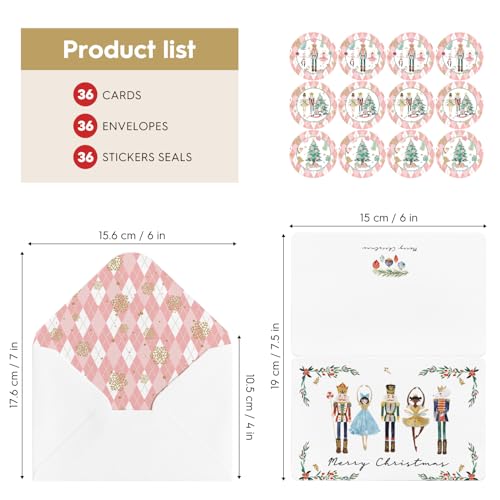 Thank You Cards Set with Envelopes & Stickers, 36 Pack, 4x6 Inch