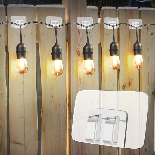 80Pcs Adhesive Outdoor String Light Clips - Heavy Duty Waterproof Cord Hooks