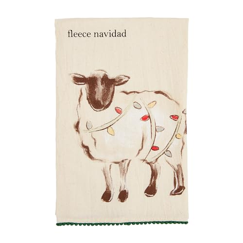 Christmas Sheep Farm Towel - Holiday Kitchen Hand Towel, 26 x 16.5 Inches
