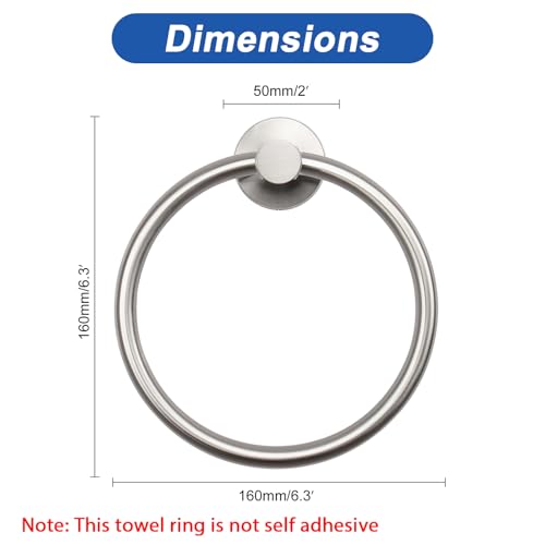 NearMoon Stainless Steel Bathroom Towel Ring - Wall Mounted Brushed Nickel