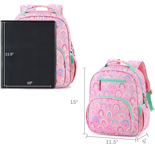 Mibasies Girls School Backpack Lightweight 12L Rainbow Pink Bookbag