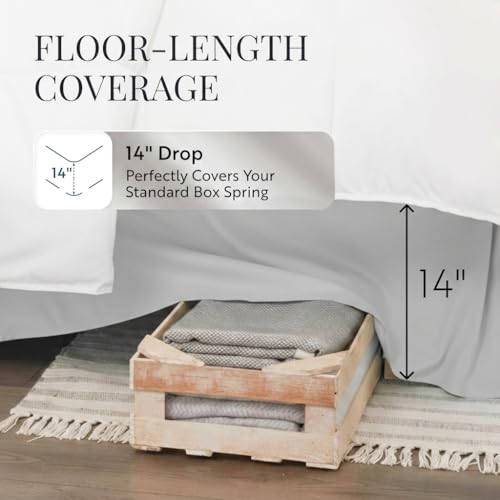 Ultra Soft Microfiber Bed Skirt - 14-Inch Tailored Drop Dust Ruffle