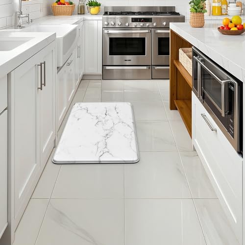 Marble Kitchen Anti-Fatigue Mat, Cushioned Waterproof Standing Desk Rug