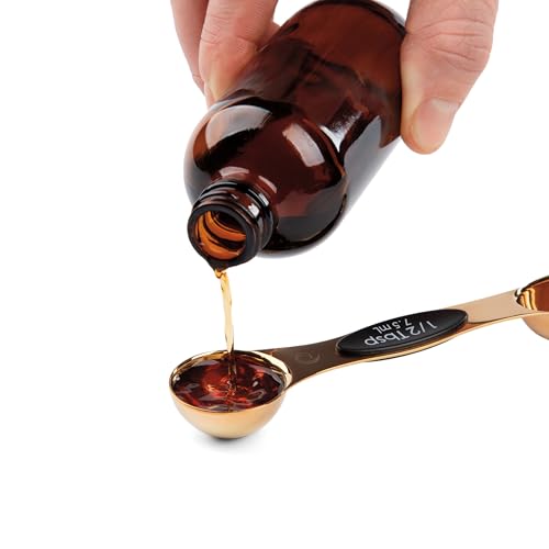Progressive International Magnetic Measuring Spoons, Set of 5 ? Black, Easy to Store with Magnetic Design (Rose Gold)