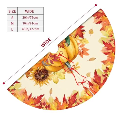 Fall Pumpkin Christmas Tree Skirt - 30 Inch Farmhouse Holiday Tree Mat