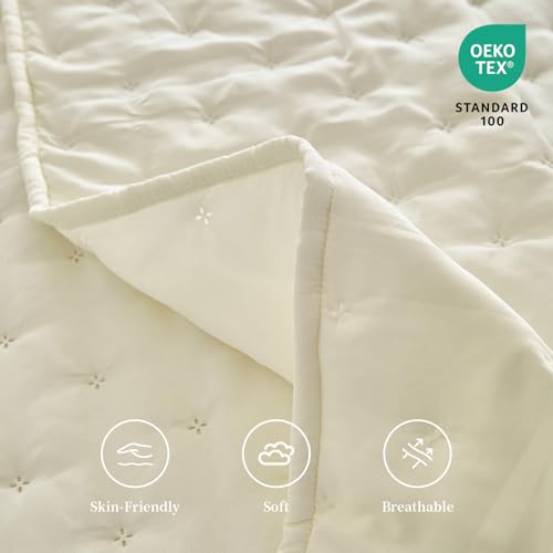 Queen Size Ruffled Bed Skirt Set with 30" Drop – Beige