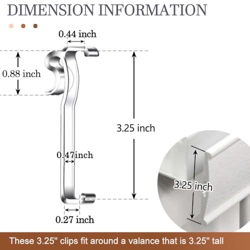 3.25 Inch Clear Valance Clips for Horizontal Blinds - 6 Pack