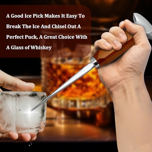 8.85-Inch Stainless Steel Ice Pick with Wooden Handle for Bar & Kitchen