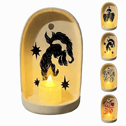 Handcrafted Ceramic Wall Niche Altar - Decorative Wall Candle Holder