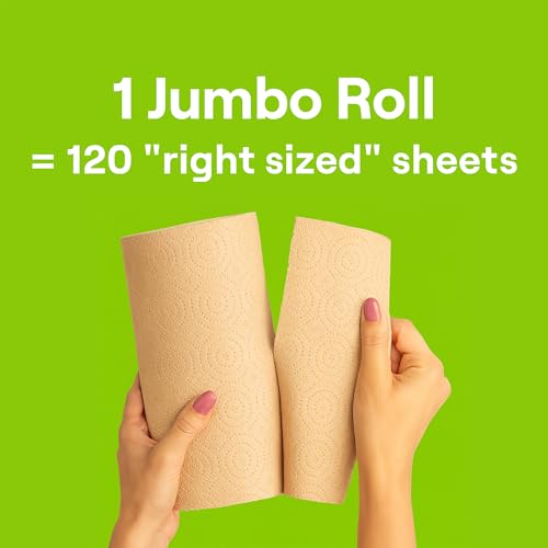 100% Recycled Unbleached Paper Towels, 2-Ply Absorbent Rolls - 24 Count