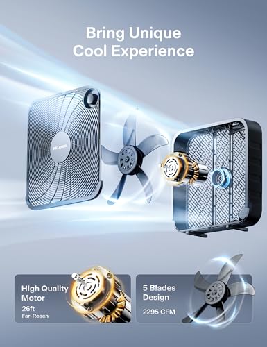 20-Inch 3-Speed Box Fan with 2295 CFM Airflow and Portable Design