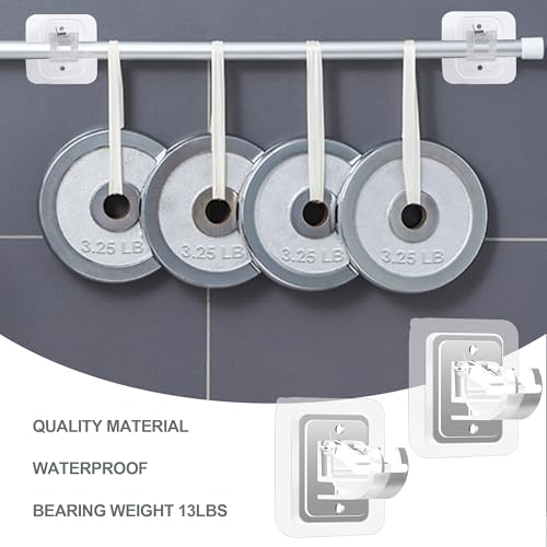 Codoule No Drill Adhesive Curtain Rod Brackets 8 Pack Transparent