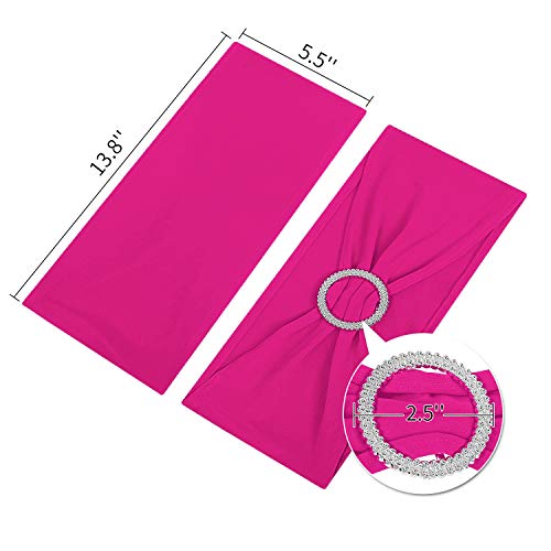 50pcs Fuchsia Spandex Chair Sashes with Buckle Slider for Parties