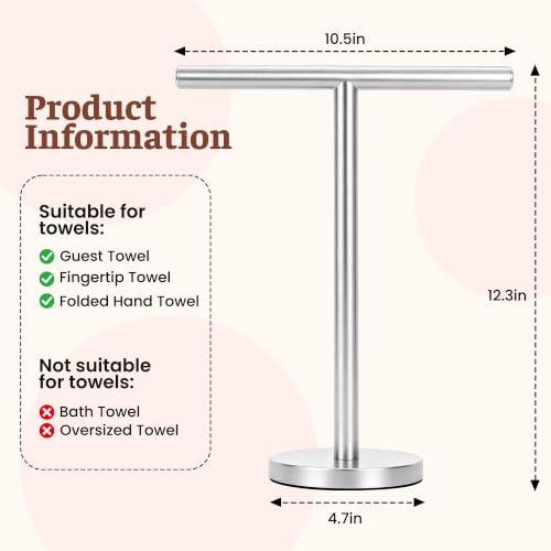Freestanding Hand Towel Holder Stand with Weighted Stainless Steel Base