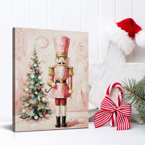BIQRP Pink Nutcracker Christmas Tree Canvas Wall Art - Nutcracker3