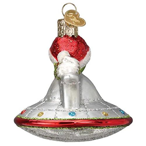 Old World Christmas Alien UFO Santa Hat Glass Ornament - Space Holiday Decor