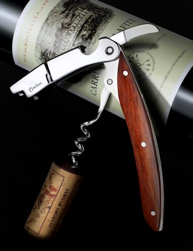 CORKAS Premium Rosewood Waiter's Corkscrew with Double Hinged & Foil Cutter