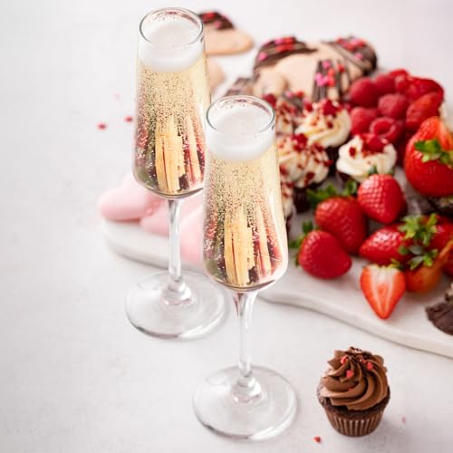 Elegant Champagne Flutes Set of 2 for Weddings & Celebrations - 8.5oz Durable Glass