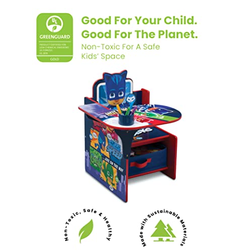 Kids PJ Masks Desk Chair with Storage Bin for Arts & Crafts, Homeschooling, and Play