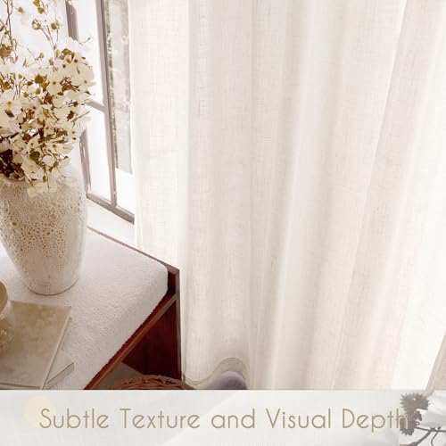 Light Filtering Linen Curtains Set of 2 Panels 92 Inch