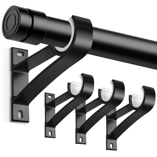 Heavy Duty Curtain Rod Brackets, Aluminum Alloy Wall Mount Hooks for 1-Inch Rods