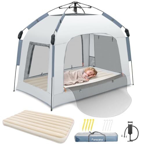 Portable Inflatable Kids Travel Bed with Pop-up Tent & Air Mattress
