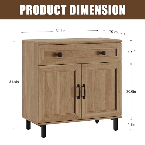 Farmhouse Buffet Sideboard Cabinet with Adjustable Shelves and Drawer