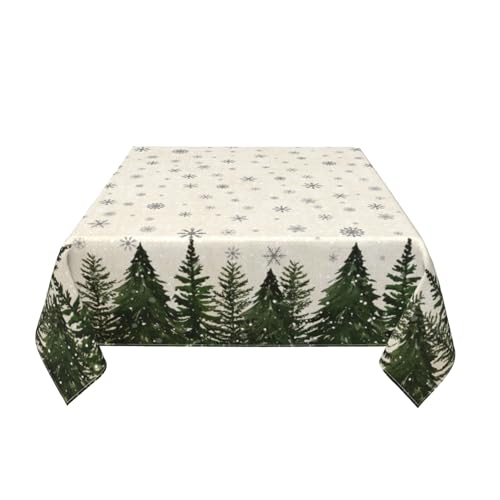 Lvhompro Christmas Trees 54x54 Inch Square Tablecloth - Water-Resistant, Spill-Proof Polyester Table Cover