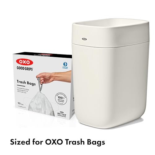 Compact 6L Bathroom Trash Can with Bag Concealer Rim - White