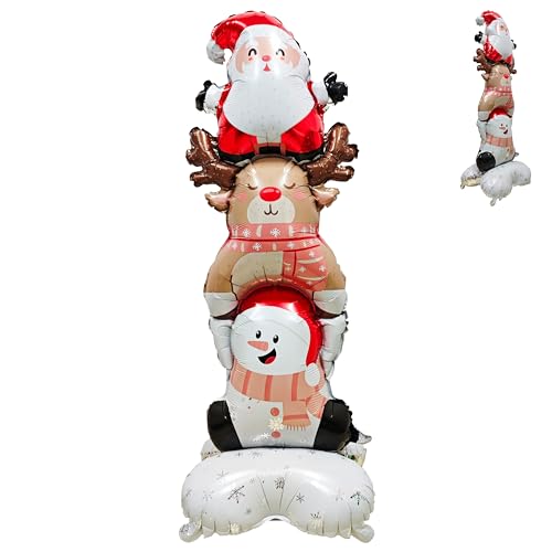 CHANGZHONG 59-Inch Standing Santa Claus, Elk & Snowman Balloon - Christmas All-in-One (Variation: Christmas Crowds)