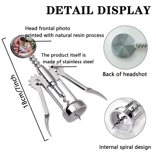 Ubjva Custom Photo Wing Corkscrew, Silver Zinc Alloy Wine Opener, 7in - One Size