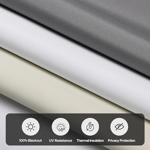 No Drill Blackout Roller Shades 34.5" W x 48" H - Cordless Design