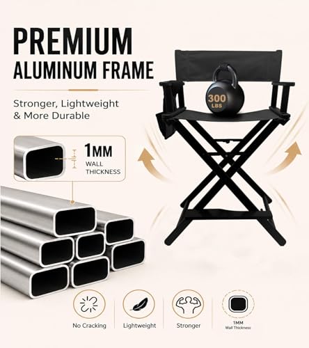 30-Inch Extra Tall Folding Director Chair, Lightweight Makeup Artist Chair