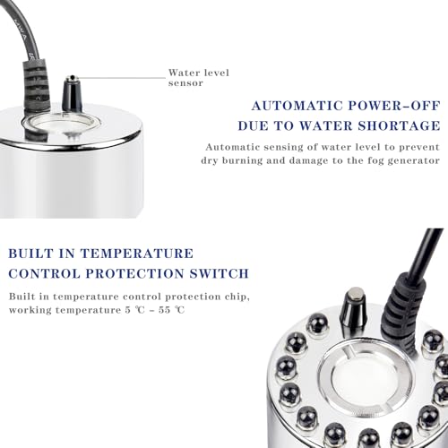 Ultrasonic Mist Maker Fogger with Adjustable Volume and Splash Guard