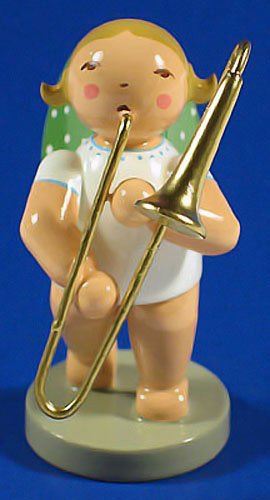 Wendt & Kühn Hand-Painted German Angel Figurine with Trombone, Collectible Decor