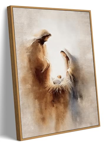 LJTYTHJA Jesus Holy Family Nativity Scene 8x10 Canvas Wall Art - Ethereal Figure