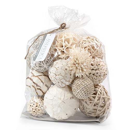 Large Decorative Balls & Orbs Set - Natural White Vase & Bowl Filler